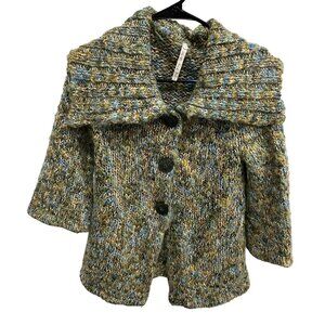 Leo and Nicole Multicolor Knit Cardigan Oversized Shawl Collar Sz Small